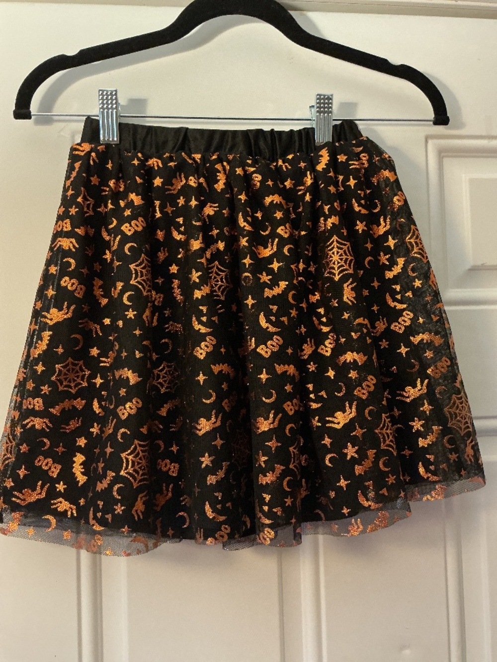 Wonder Nation Girl’s Metallic Halloween Print Mesh Skirt